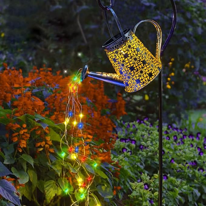 VOOKRY Solar Watering Can Lights, Outdoor Large Hanging Lantern Waterproof, Multicolor Retro Metal Solar Lights for Patio Yard Porch Lawn Garden Christmas Decor Gifts for Mom Women Grandma Birthday-VerdiqueGarden