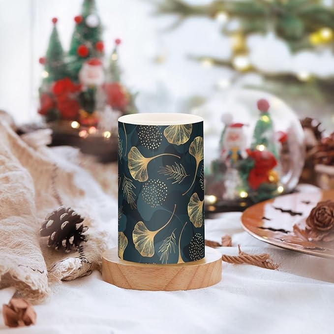 Flickering Flameless Candles, Golden Ginkgo Leaf LED Candles with Remote Timer, Set of 2 Battery Operated Candle for Valentine Wedding Birthday-VerdiqueGarden