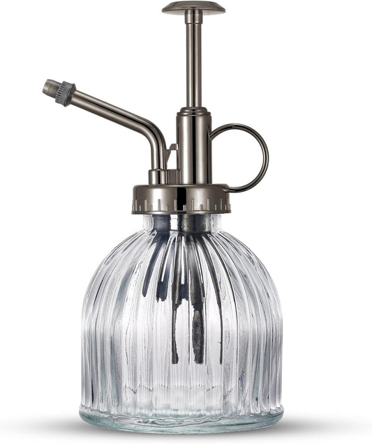 Glass Plant Mister Water Spray Bottle, 200 ML Glass Plant Spritzer Mister Bottle, Vintage Style Glass Succulent Watering Bottle with Top Pump, Plant Sprayer Mister for Indoor Plants - Clear-VerdiqueGarden