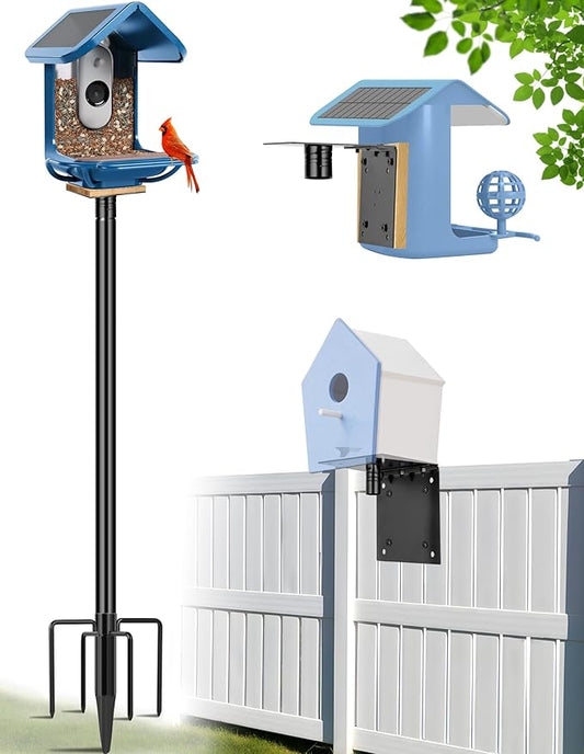 XDW-GIFTS Bird House Pole, 1 Pack 76 Inch Metal Bird Feeder Pole for Outdoor, with 5-Prong Heavy Duty Base for Birdhouse Mounting, Weather Station-VerdiqueGarden