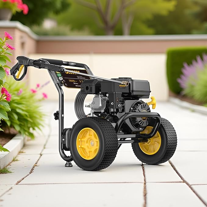 BLUBERY 3600 PSI Gas Pressure Washer, 2.7 GPM Heavy Duty High Power Washer, 30Ft Pressure Hose&Soap Tank,5 Pressure Nozzles,Black-VerdiqueGarden