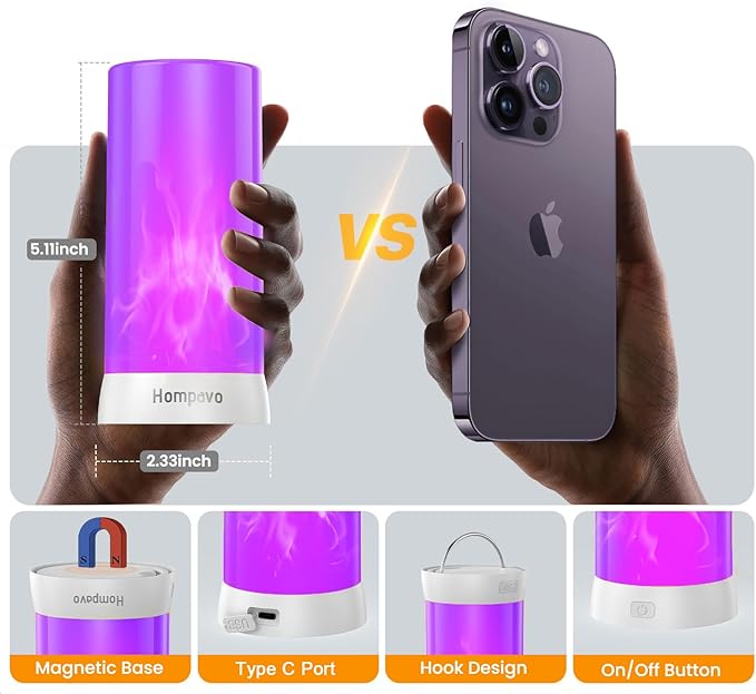 Hompavo 【Upgraded】 LED Flame Lights with Remote & Timer, Waterproof 4-Mode Rechargeable Battery Operated Flameless Candles, Pillar Flickering Lanterns for Room Patio Wedding Halloween Home Decor-VerdiqueGarden