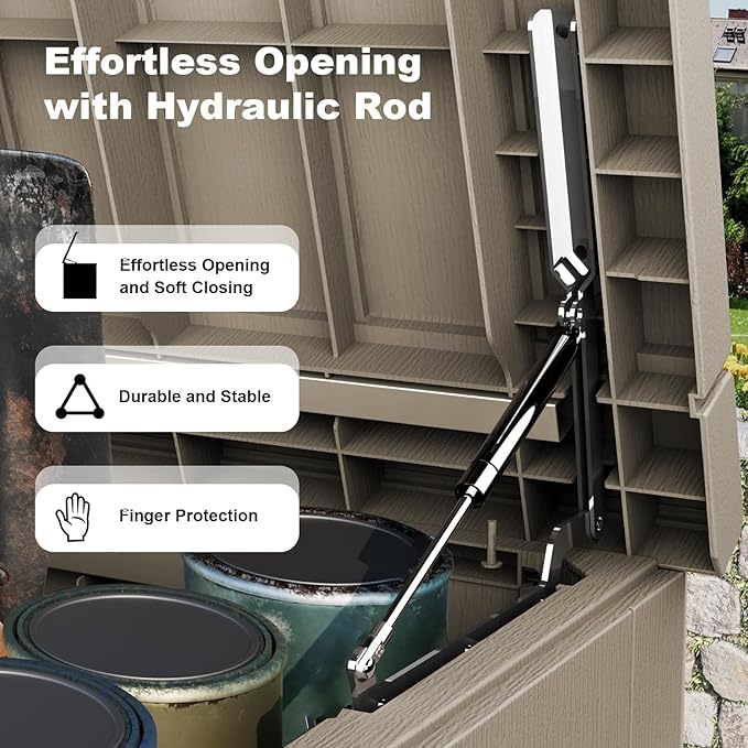 230 Gallon Outdoor Deck Box,Storage Lockable Waterproof Patio Furniture,Garden Tools,Cushions,Pool Accessories Outside Storage Resin Box(Grey)-VerdiqueGarden