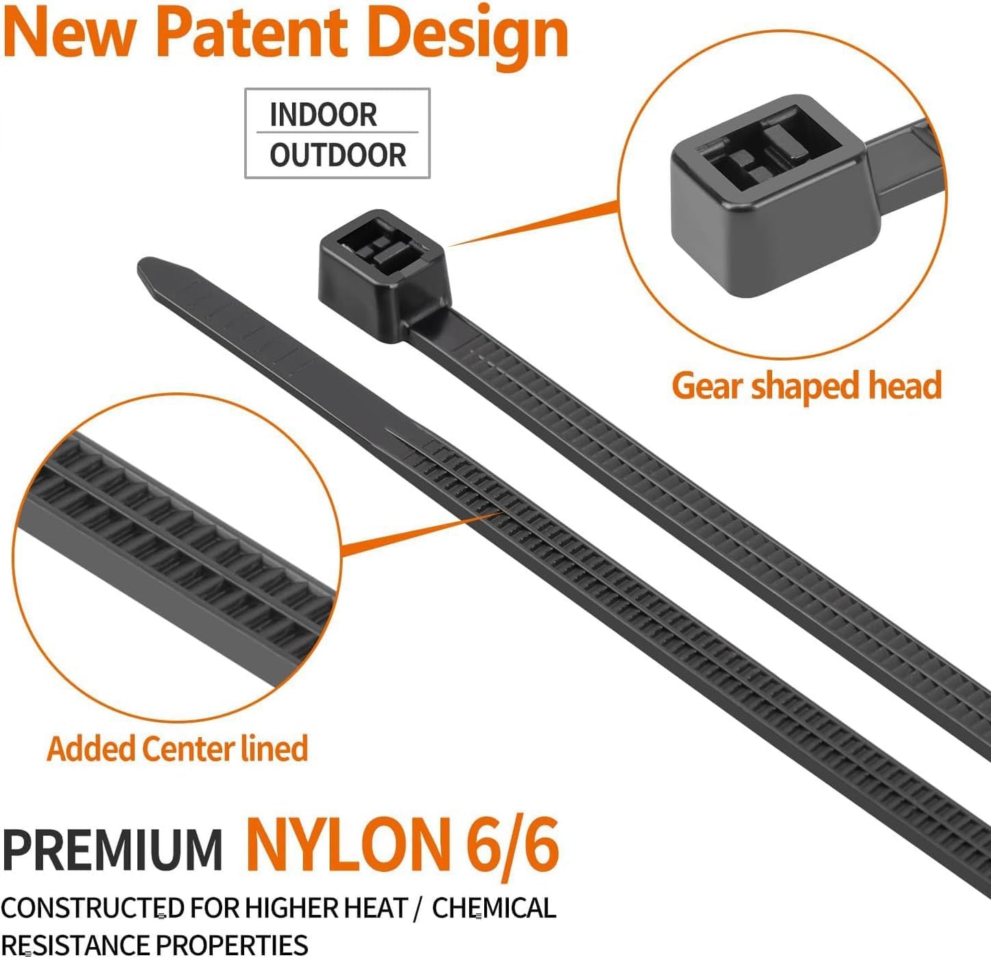 12 Inch Black Zip Ties (200 Pack), 2024 New Patented Design,110 LBS Tensile Strength, Self-Locking Nylon PA66 UV Resistant Cable Ties for Indoor and Outdoor Use-VerdiqueGarden