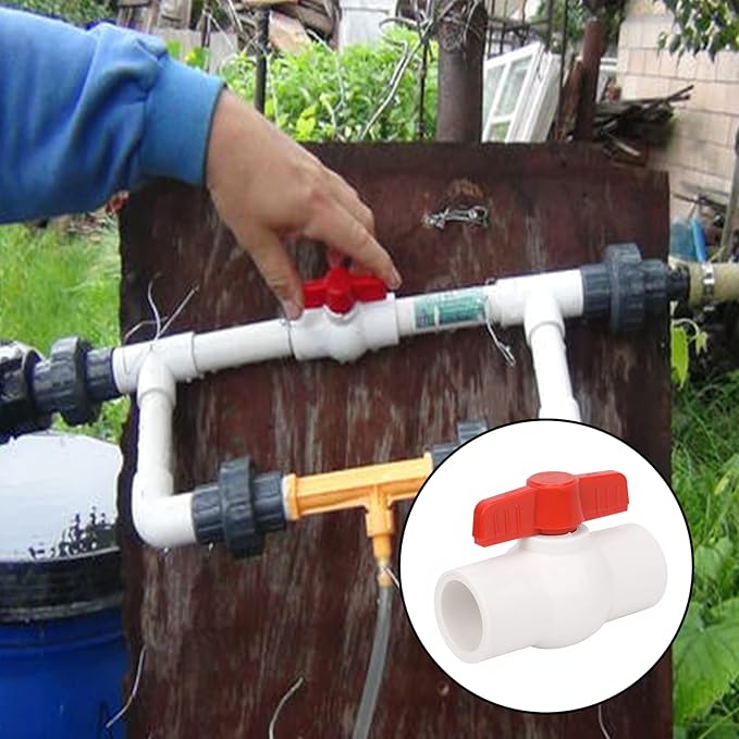 6Pcs 3/4" PVC Ball Valve Water Pipe Shut-off Valve Socket with Red T-Handle for Cold Water Supply lines, Irrigation Pipe fitting System(Socket x Socket), Schedule 40-VerdiqueGarden