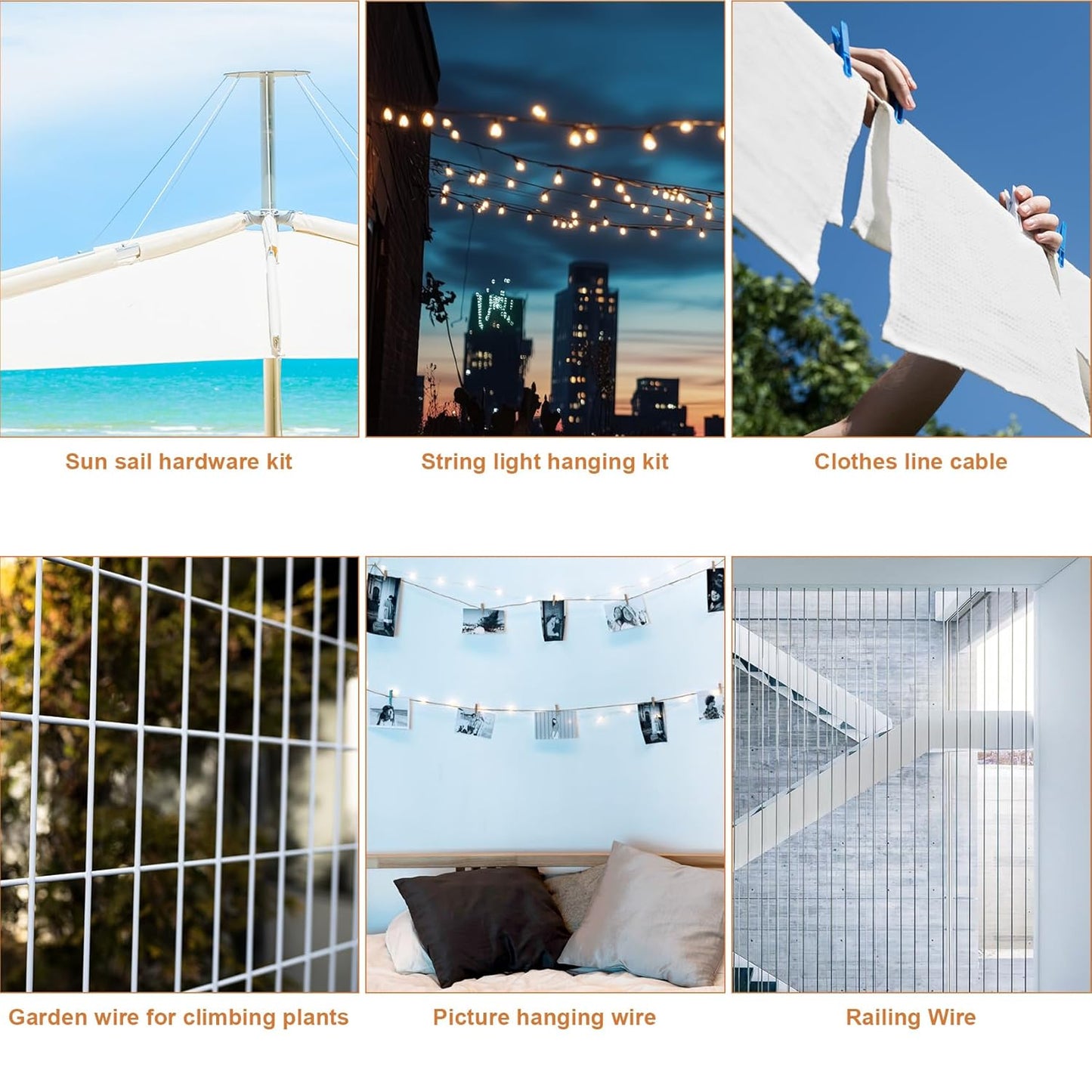 1/8" Vinyl Coated Wire Rope Kit with Work Gloves, 300FT Stainless Steel String Light Hanging Kit with Turnbuckle,7x7 Strand 920LB Strength Clothes Line Cable for Outdoor, Crafts, Garden-VerdiqueGarden