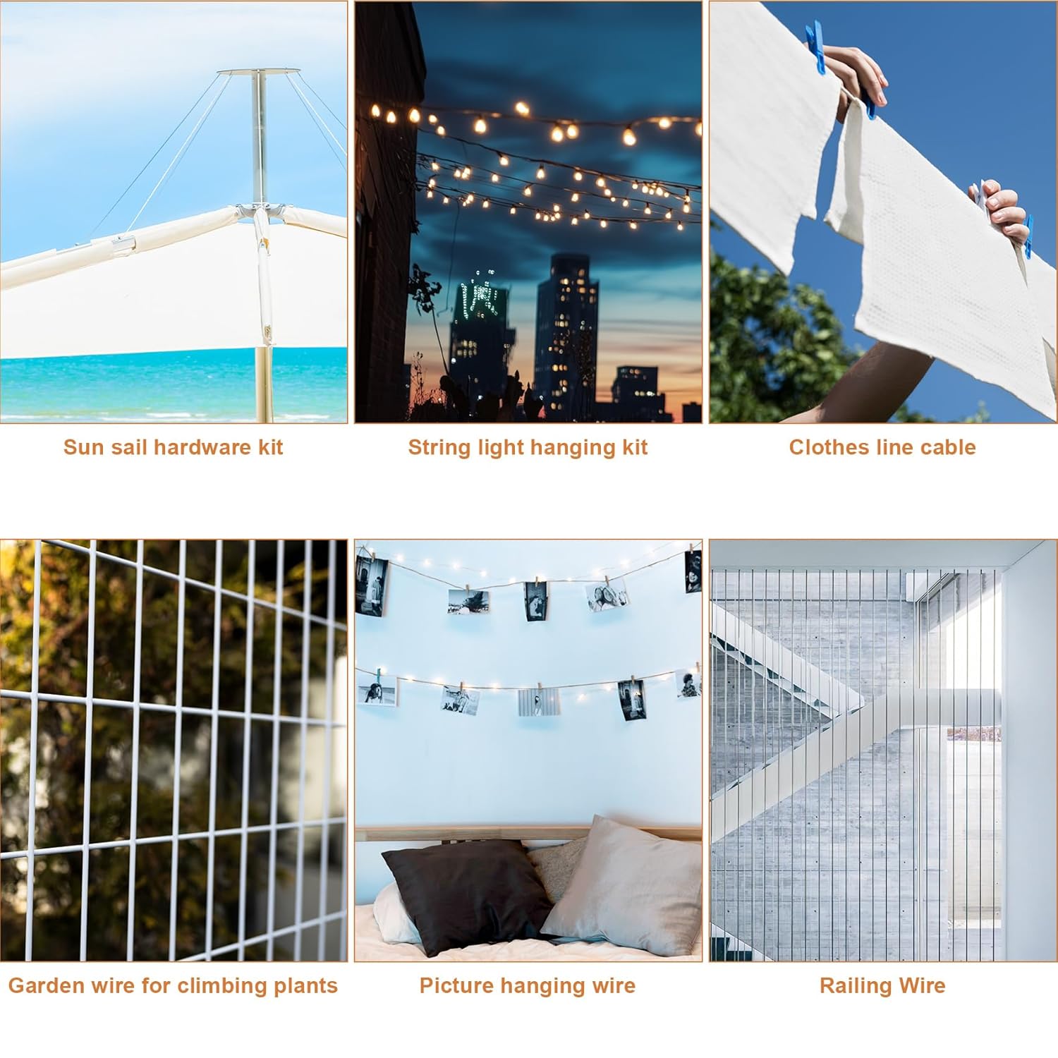 1/8" Vinyl Coated Wire Rope Kit with Work Gloves, 300FT Stainless Steel String Light Hanging Kit with Turnbuckle,7x7 Strand 920LB Strength Clothes Line Cable for Outdoor, Crafts, Garden-VerdiqueGarden