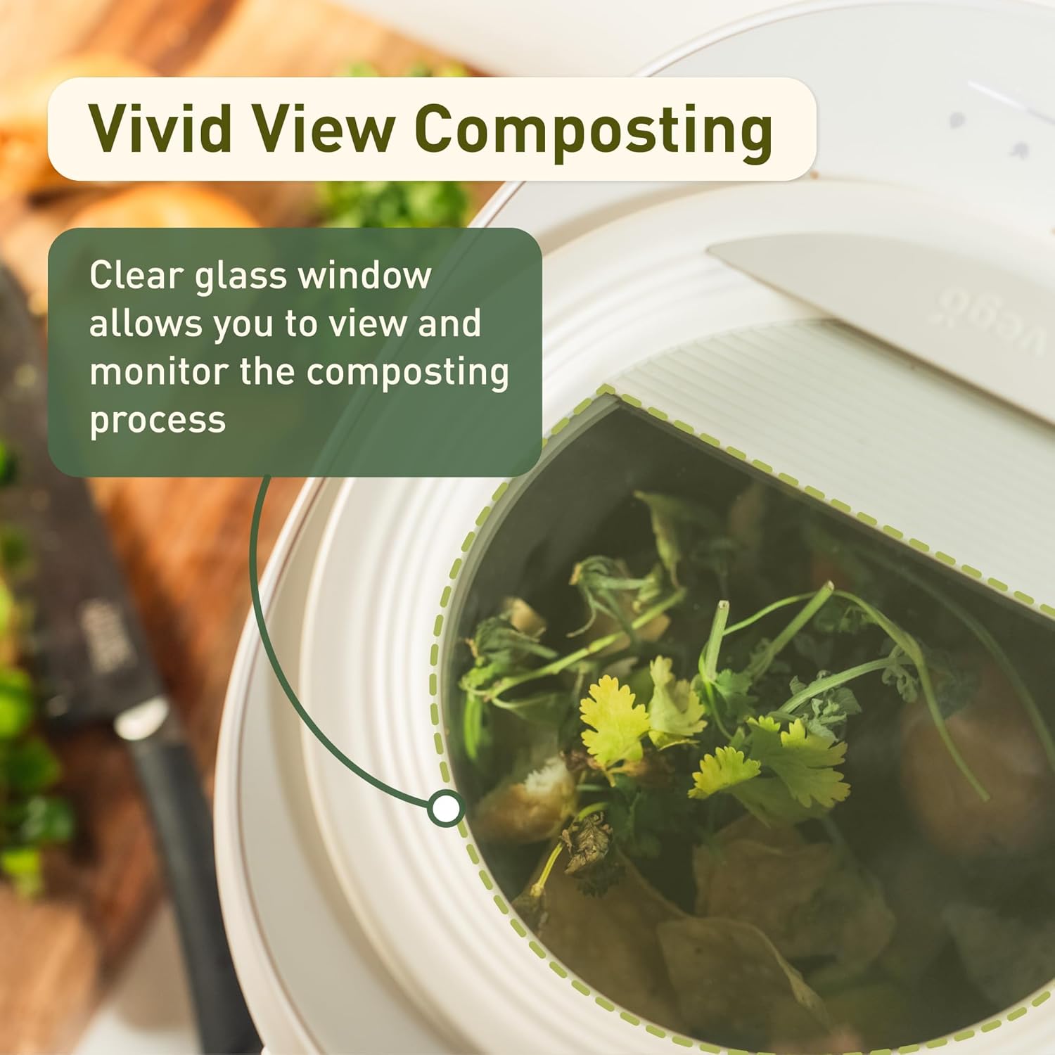 Vego Kitchen Composter, 4L Electric Composter Countertop 5 Modes Weight-Based Smart Compost Bin with App Odorless Auto-Cleaning Food Waste Compost Machine Indoor, White-VerdiqueGarden