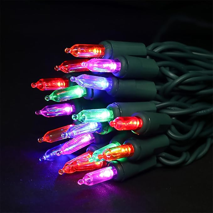 Multicolor LED Christmas Lights - 35 Count Multi-Colored Christmas String Lights for Small Tree, Crafts, Holiday, Indoor/Outdoor Decorations, 11 Feet Green Wire, UL Certified, Connectable-VerdiqueGarden
