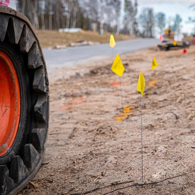 Zozen 50Pack Yellow Marking Flags, Writable/15x4x5 Inch, Yard Flags for Lawn & Irrigation & Landscape & Sprinkler & Survey & Dog Training.-VerdiqueGarden
