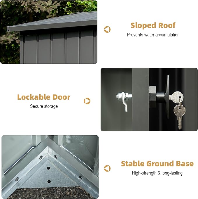 Domi Outdoor Storage Shed 11’ x 9’, Metal Sheds with Galvanized Steel Frame & Windows & Lockable Door, Garden Shed Tool Storage Room for Patio, Grey-VerdiqueGarden