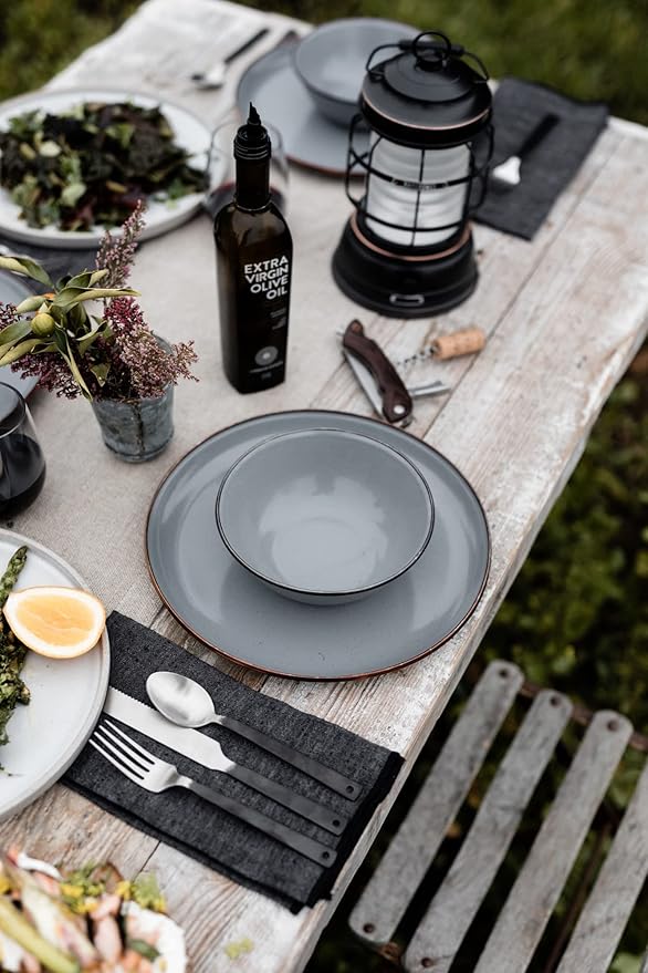 Barebones Flatware Silverware Set - Formal Polished Camping Utensils - Stainless Steel Cutlery Set of 6 - Camping Utensil Set with Forks, Knives, and Spoons (Silver)-VerdiqueGarden