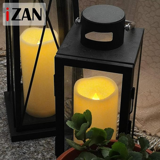 iZAN 1 PCS Outdoor Flameless LED Pillar Candle with Remote & Timer - Long Lasting Waterproof Flickering Battery Operated Electric Candle for Christmas Lantern Party Wedding Decoration 3"x7"-VerdiqueGarden