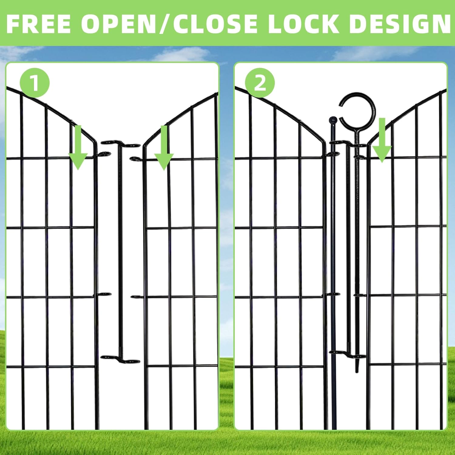 Decorative Garden Fence 40in (H) x12ft (L), 5 Pack No Dig Fence Animal Barrier for Dog with Lock, Arched Flower Bed Edging, Wire Border Panel Fencing for Yard Patio Outdoor Decor-VerdiqueGarden