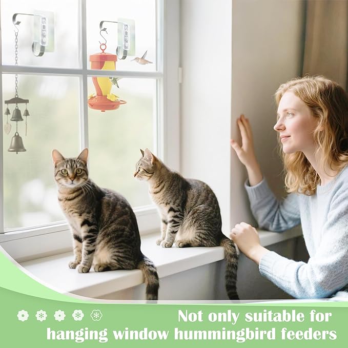 Bird Feeder Hanger Window Mount: Metal Hanging Bird Feeder 8Inch - Geometric Window Hummingbird Feeder - for Outside Decorative - 4pcs-VerdiqueGarden