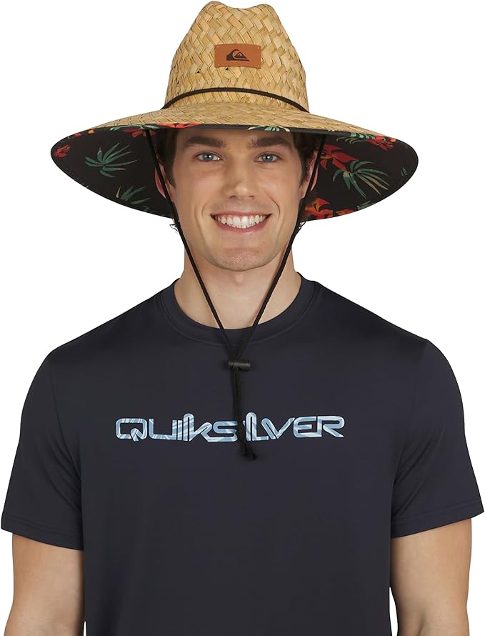 Quiksilver Men's Wide Brim Outdoor Lifeguard Straw Sun Hat-VerdiqueGarden
