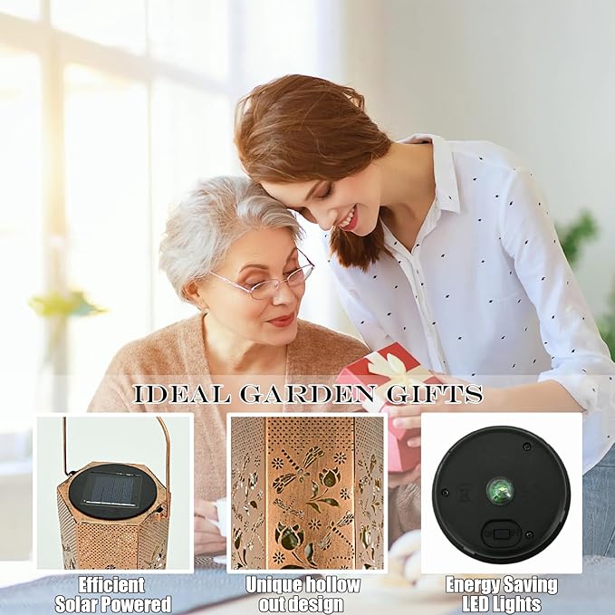 Dragonfly Solar Lanterns Outdoor Waterproof - Birthday Gifts for Women, Men, Mom, Mothers Day Gifts, Solar Lights Outdoor Hanging Garden Decor for Outside, Patio, Outdoor, Yard, Lawn, Balcony-VerdiqueGarden