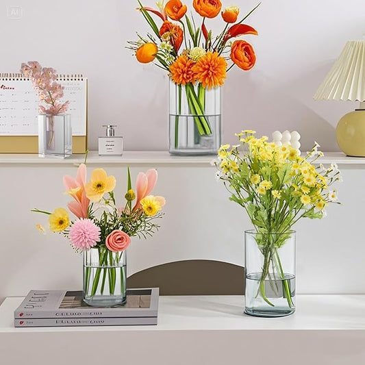 80pcs Glass Vase Cylinder Vases for Centerpieces Small Flower Glass Clear Vases Home Decor Centerpiece Table Flower Vase Decorations for Wedding Decoration＆Holiday Mixed Sizes Tall-VerdiqueGarden