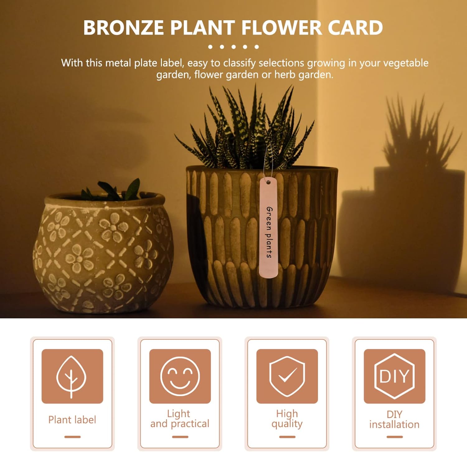 KESYOO Copper Plant Tags Reusable Garden Labels Hanging Metal Plant Tag with Wires for Flower Bed Balcony Pots Planters - 4.72 X 0.78 Inches-VerdiqueGarden