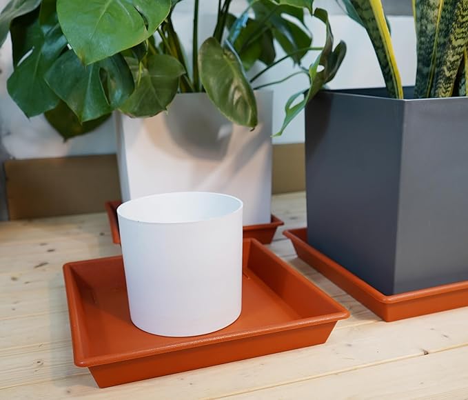 Square Plant Saucer 18 Inch 2 Pack, Large Plant Trays for Pots Heavy Duty Plastic Plant Saucers for Indoors Outdoors, Flower Pot Plant Drip Trays No Holes Terracotta Plant Lover Gardening Gifts-VerdiqueGarden