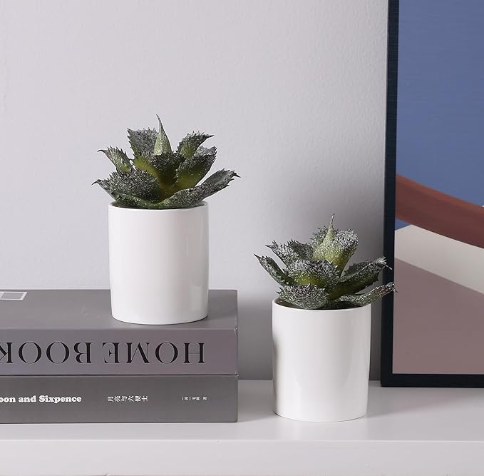 Duovlo Artificial Succulent Plant 5.15 Inch Faux Succulents Agave potatorum Flower Arrangement Craft Wall DIY Materials,Pack of 2 (New Green)-VerdiqueGarden