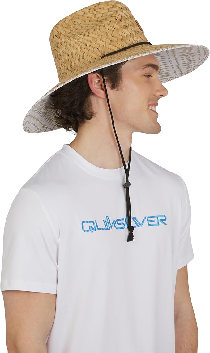 Quiksilver Men's Wide Brim Outdoor Lifeguard Straw Sun Hat-VerdiqueGarden