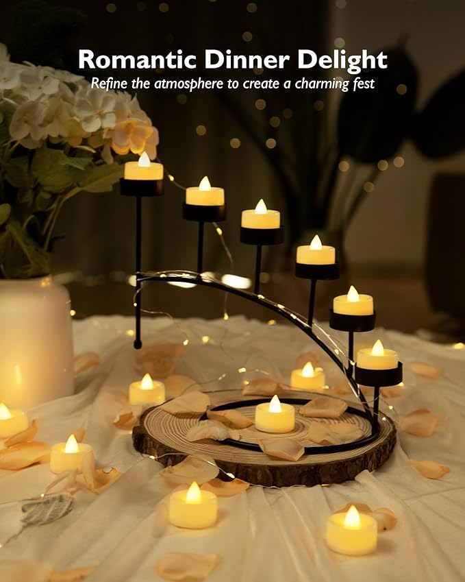 BEICHI Flameless Candles, 24Pack Battery Operated Candles, LED Tea Lights Candles Battery Operated, Flickering Fake Candles for Wedding Party Home Decor- Warm White, Ivory Base-VerdiqueGarden