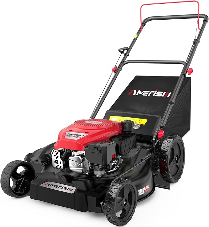 Gas Lawn Mower, 21" with 144cc 4-Cycle OHV Engine 3-in-1 Walk-Behind Push Lawn Mower (AV8621P1)-VerdiqueGarden