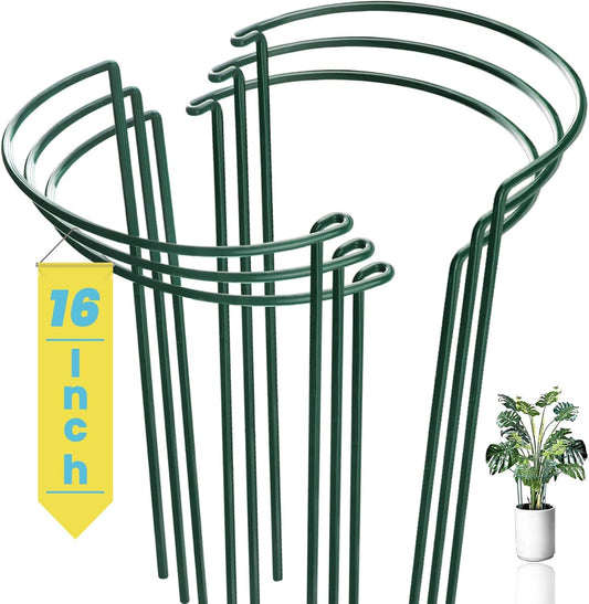6-Pack Snake Plant Support Stakes, Half-Round Peony Cages and Supports, Green Plant Support Ring - Sturdy and Durable for Indoor and Outdoor Potted Plants, Such as Amaryllis, Peony, Hydrangea-VerdiqueGarden