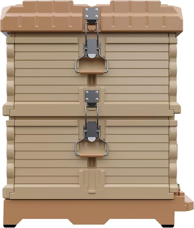Ergo Insulated 10 Frame Bee Hive Set [NO Frames Included] (Double Deep, Tan Body Yellow Entrance)-VerdiqueGarden