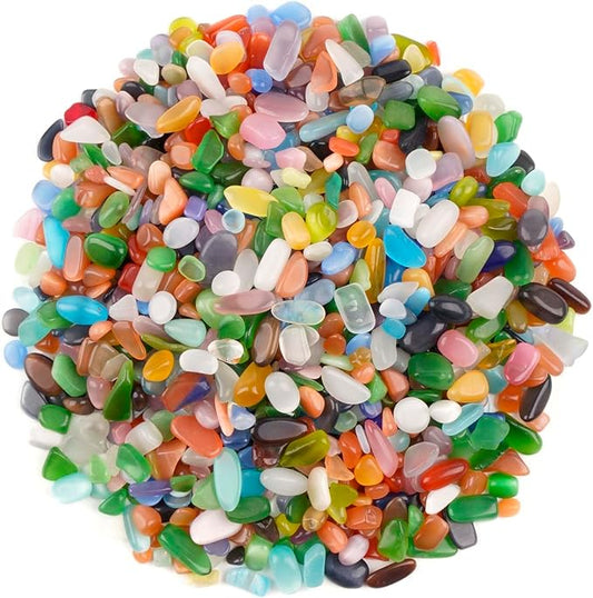 WAYBER Colorful Opal Pebbles, 1 Lb/460g Decorative Crystal Stones Rocks Sea Glass Gravel Sand for Aquarium/Turtle Tank/Succulent Plants/Flowerpot/Vase Decoration