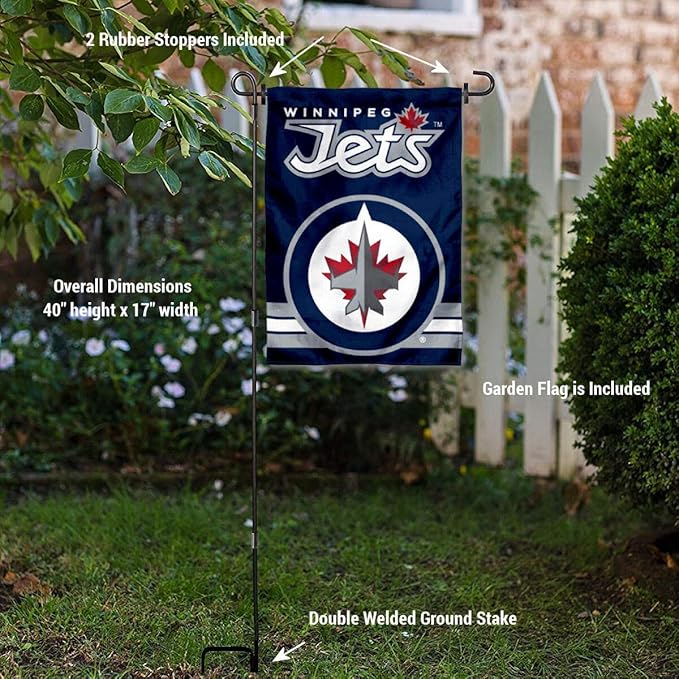 Winnipeg Jets Garden Flag with Pole Stand Holder-VerdiqueGarden