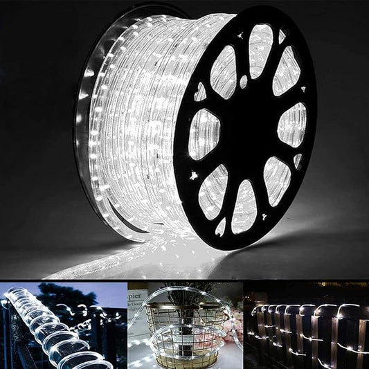 200ft LED Rope Lights Outdoor, 1440 LED Flexible Tube Lights with 8 Modes, Waterproof LED Rope Lighting for Outside, Garden, Patio, Bedroom, Party, Pool, Fences, Indoor Outdoor Decoration (White)-VerdiqueGarden