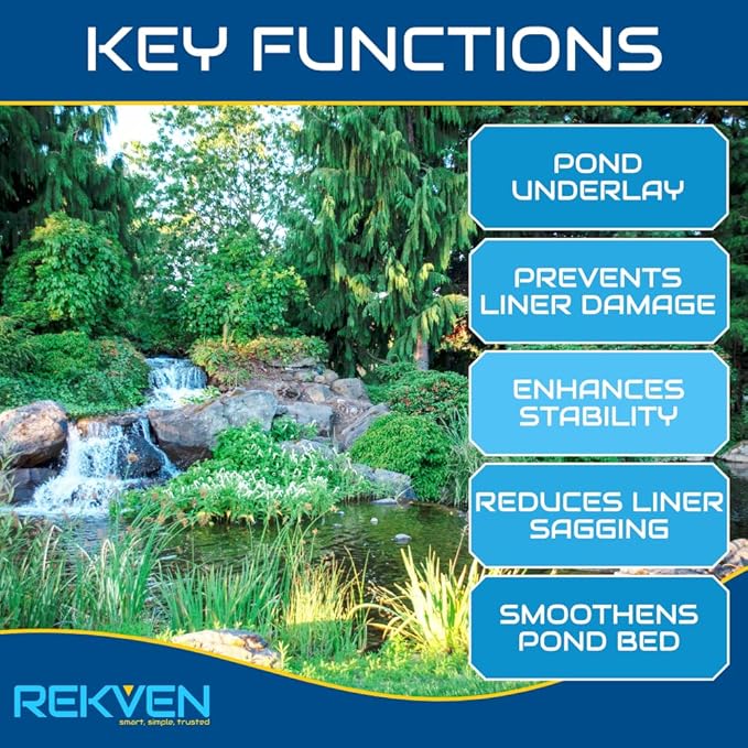 10 x 15 Feet Pond Liner Underlayment Non Woven Geotextile with 15 U-Pins-VerdiqueGarden