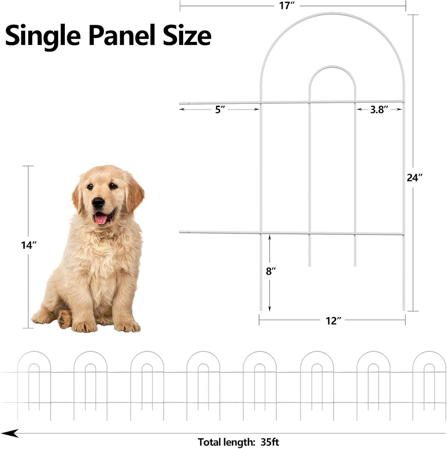 AMAGABELI GARDEN & HOME 25 Panels 24in(H)×35ft(L) Decorative Garden Fences and Borders for Dogs No Dig Rustproof Metal Fence Panel Garden Edging Border Animal Barrier Fencing for Flower Bed Yard White-VerdiqueGarden
