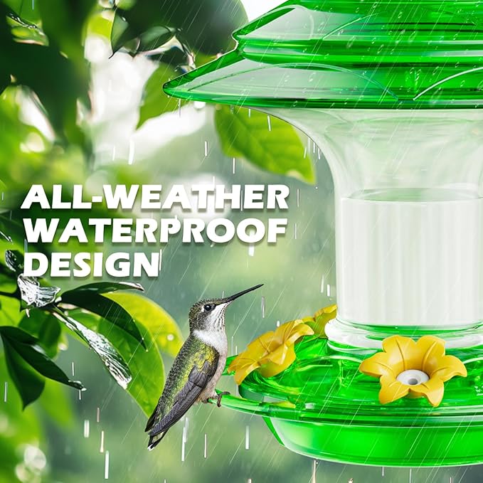 Birdream Hummingbird Feeder for Outdoors Hanging 40oz 10 Feeding Ports, 2 Pack Humming Bird Feeder with Ant Moat Brush Leak Proof - Green-VerdiqueGarden