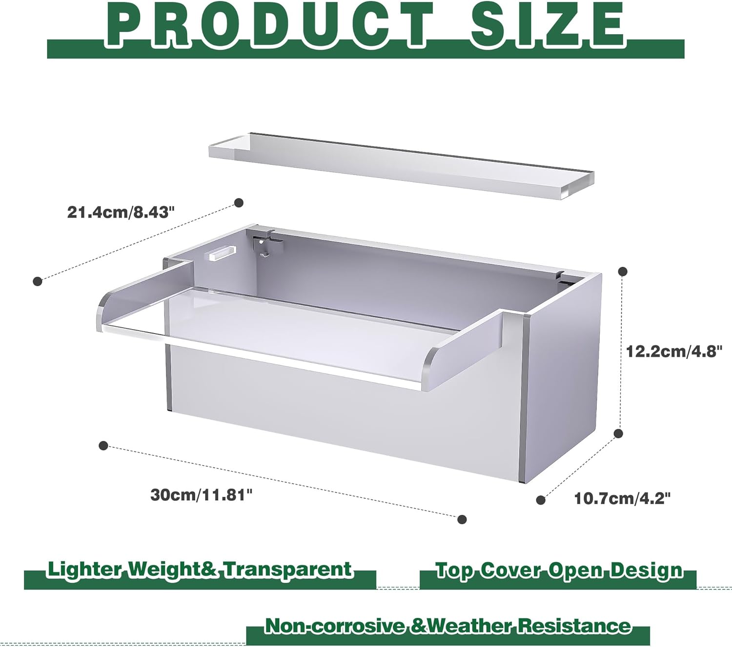 Pool Fountain, LONGRUNNEW Transparent Acrylic Pool Waterfall Spillway, 11.8 Inches Pool Water Feature for Garden Patio, Backyard Koi Pond Decor-VerdiqueGarden