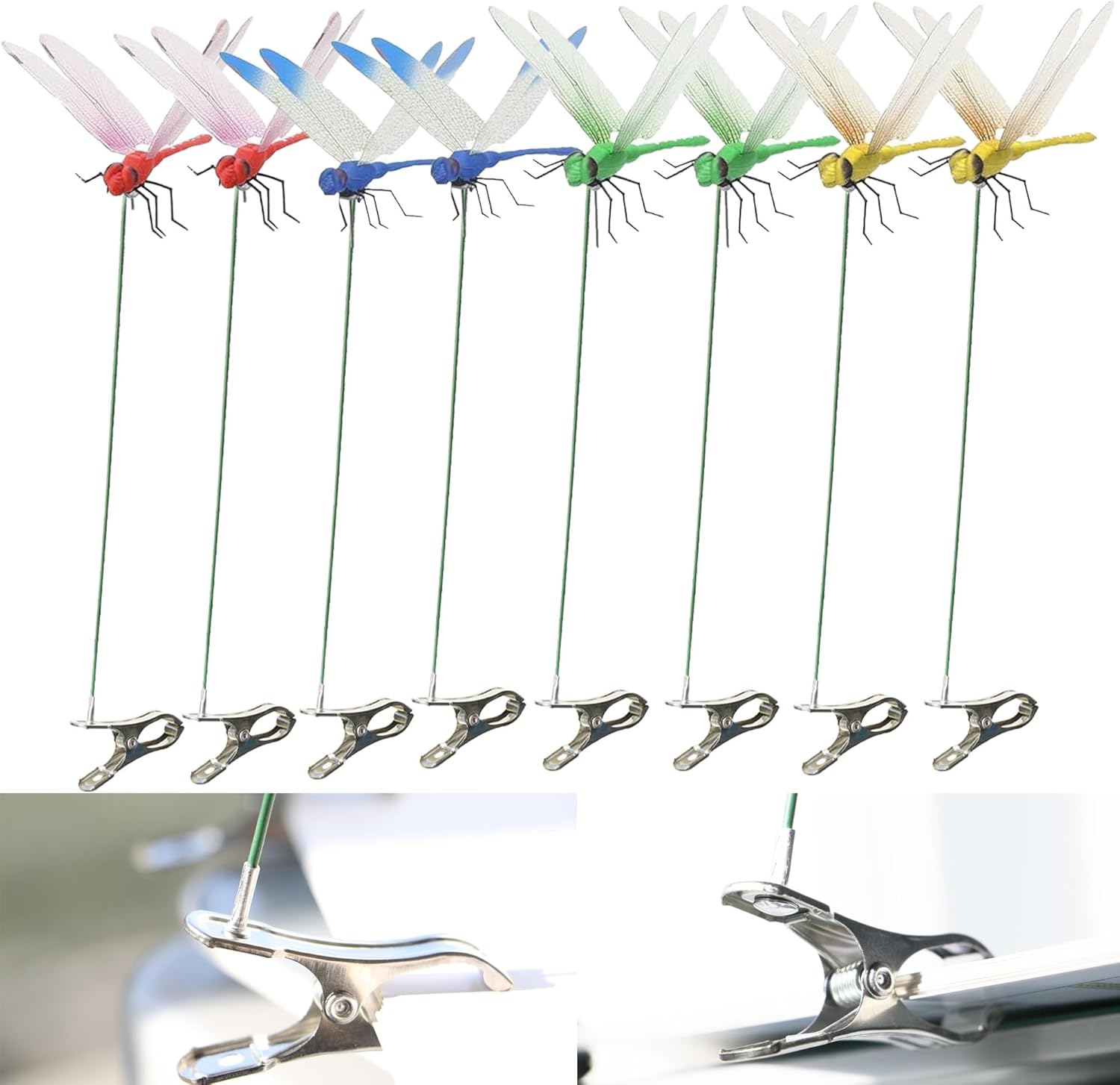 8Packs Fake, 3D Outdoor Simulation, Natural Organic Concept Insert Pole Clip, Gardening Decoration Insert Plaque Yard Ornaments Outdoors-VerdiqueGarden