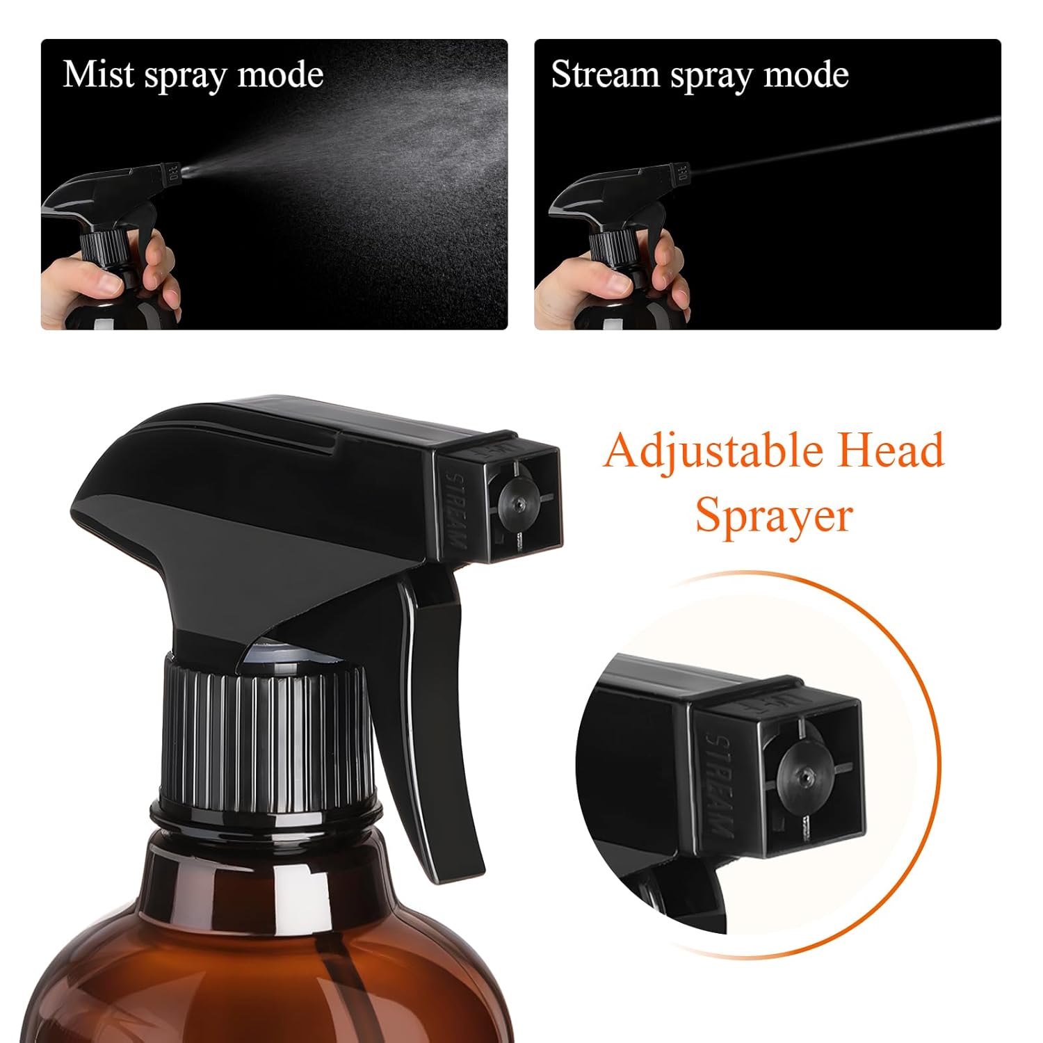 Jinei 24 Pcs 8 oz Empty Plastic Spray Bottle with Trigger Sprayers Pet Adjustable Head from Fine to Stream Refillable for Hair Plants Cooking Pets, No Leakage(Black)-VerdiqueGarden