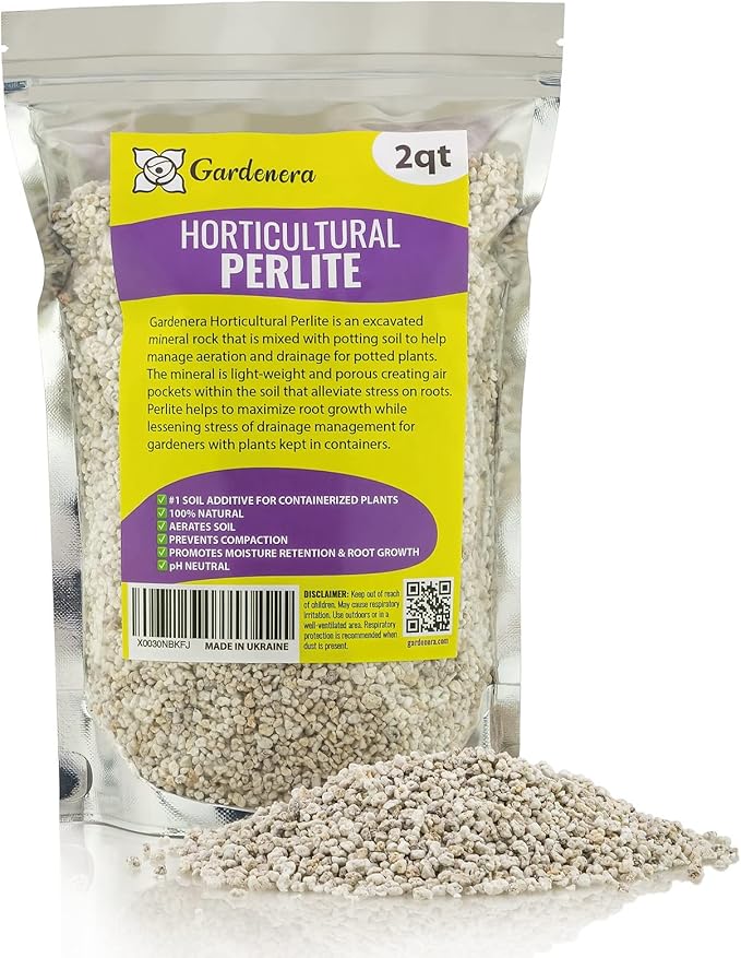 Organic Perlite — Medium/Fine Grade Horticultural Soil Amendment for Indoor & Outdoor Container Plants for Drainage Management and Enhanced Growth (2 Quart)-VerdiqueGarden