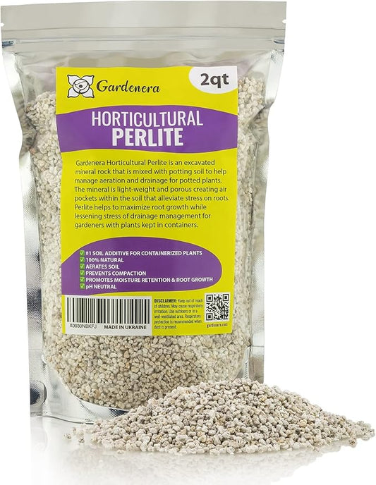 Organic Perlite — Medium/Fine Grade Horticultural Soil Amendment for Indoor & Outdoor Container Plants for Drainage Management and Enhanced Growth (2 Quart)-VerdiqueGarden