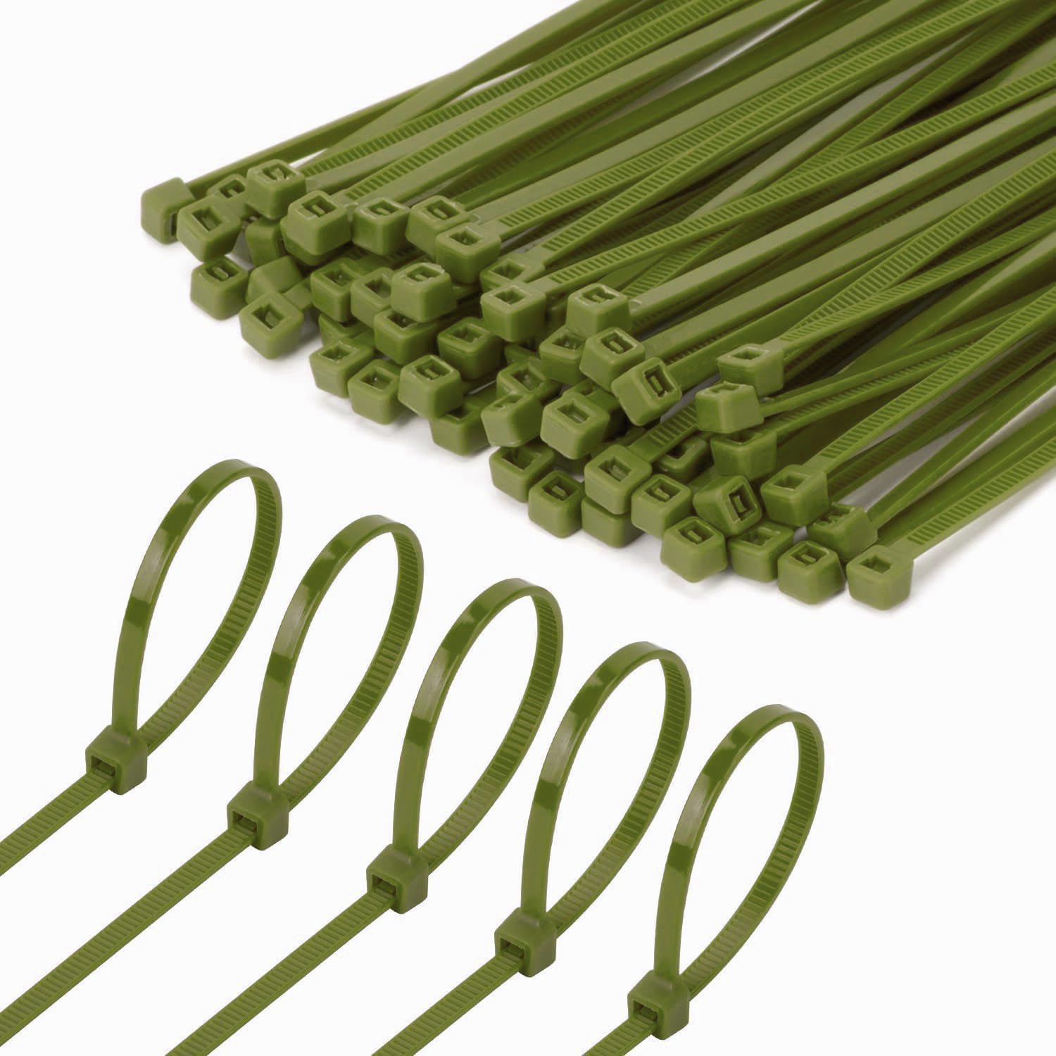 8 Inch Army Green Zip Tie 1000 PCS, 40 Lbs - Small to Medium Zip Tie, Nylon PA66 UV Resistant Cable Tie Heavy Duty for Indoor and Outdoor Use - Ideal for bundling and securing objects-VerdiqueGarden