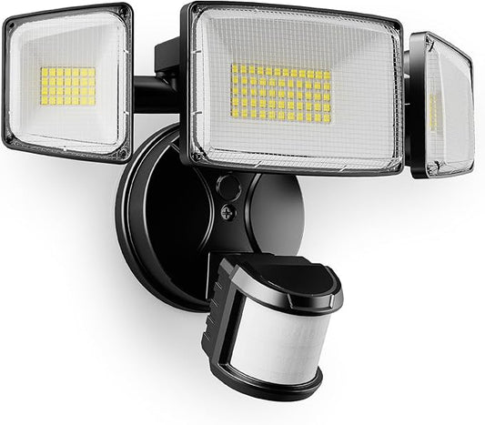 Onforu 75W LED Motion Sensor Outdoor Lights, Dusk to Dawn Flood Light Outdoor Motion Sensor, Hardwired Security Lights Floodlights Outside 7500LM 6500K Daylight IP65 Waterproof (Black)-VerdiqueGarden