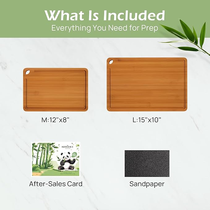 Butcher Block 2-Pcs Carbonized Bamboo Cutting Board Set With Juice Groove For Meal Prep & Cheese Serving - Ideal Kitchen Gift Set of 2 (M+L)-VerdiqueGarden