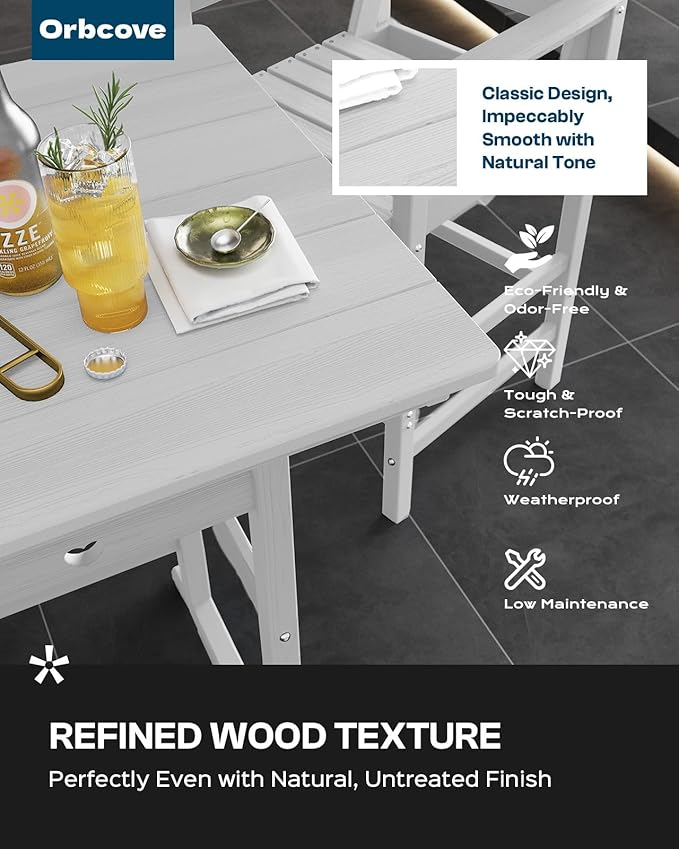 3-Piece HDPE Outdoor Bar, Outdoor Bar Stools and Outdoor Bar Table with Heart Cutout Design, All Weather Bistro Set Outdoor for Patio, Porch, Pool (White)-VerdiqueGarden