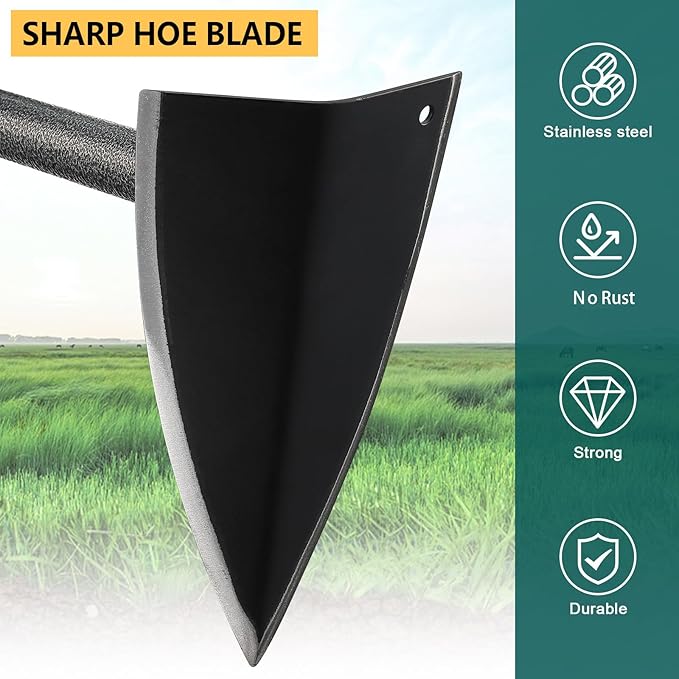 Hoe Garden Tool, Triangle Hoe Gardening Weeding Tool, 72" Long Handle Heavy Duty Manual Weeder Gardening Hand Tools for Weeding, Digging, Loosening Soil-VerdiqueGarden