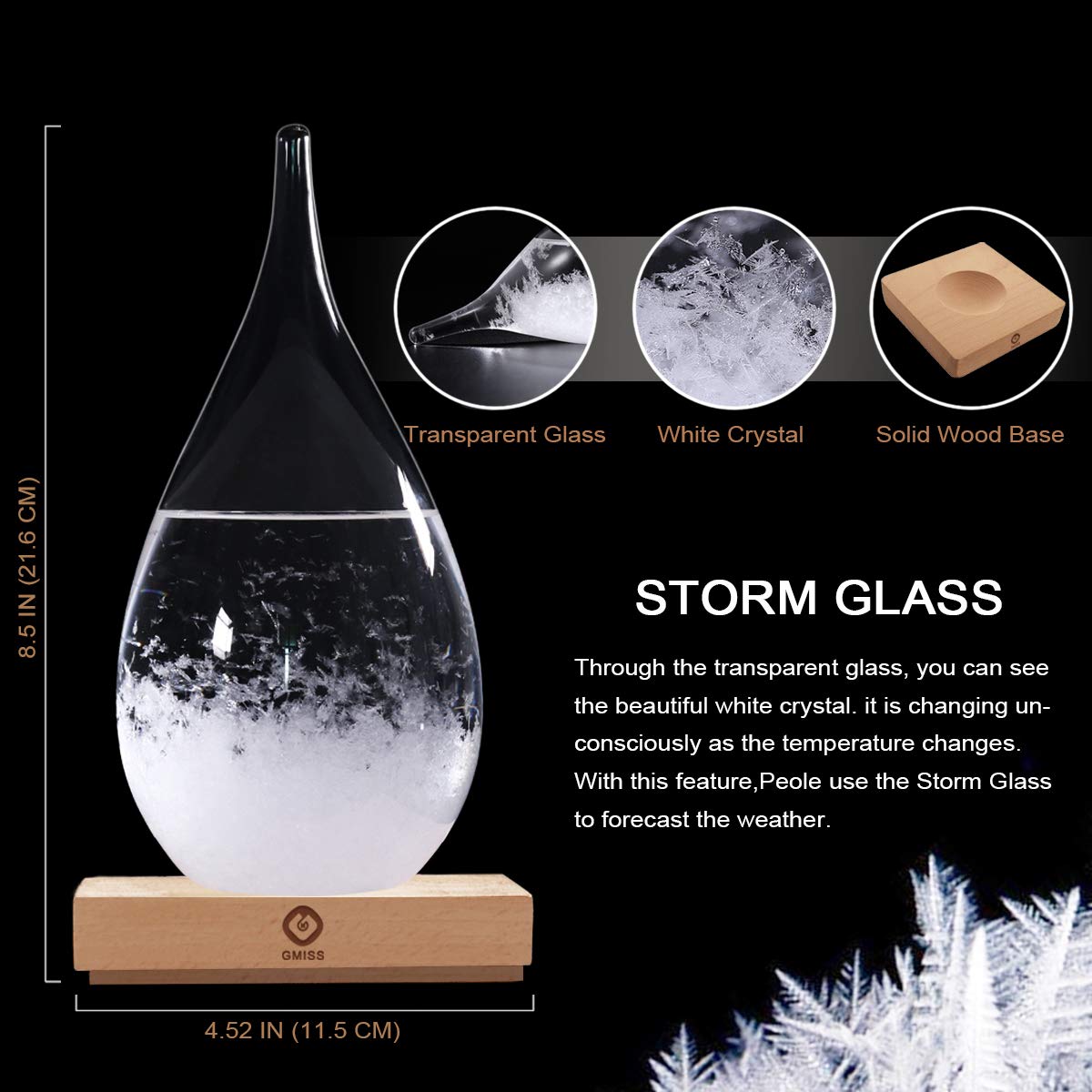 Father's Day Gifts for Him, Storm Glass Weather Predictor, Drop-Shaped Glass Barometer Weather Station, Unique Decorative Glass Bottles Weather Forecaster for Home and Office-VerdiqueGarden
