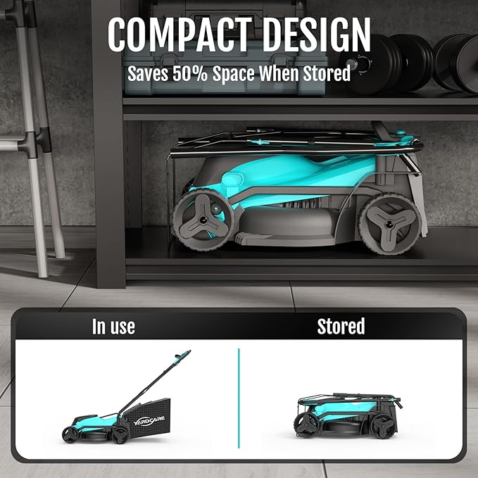 (2025 Model) YARDCARE 36V Brushless Cordless Lawn Mower with 2X4.0Ah Batteries, LED Display Screen, Electric Lawnmower with 5-Position Height Adjustment, 8 Gallon Grass Bag, Charger-VerdiqueGarden
