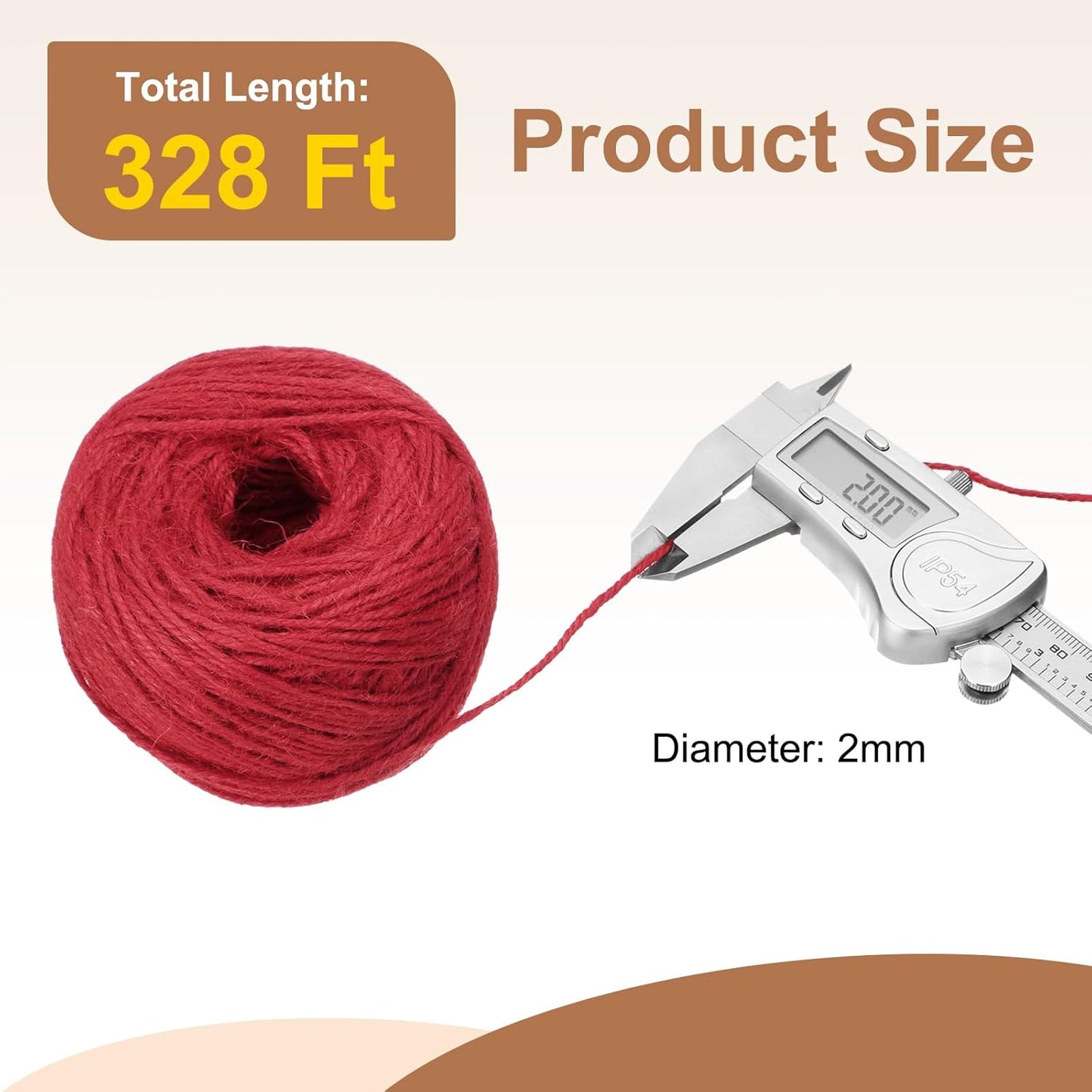 uxcell 328 Feet Natural Jute Twine String,2mm Thin Garden Twine Rope Colored Plant String Cord for DIY Art Crafts Gift Wrapping Decoration Packing Gardening Plant Hanger,Red-VerdiqueGarden