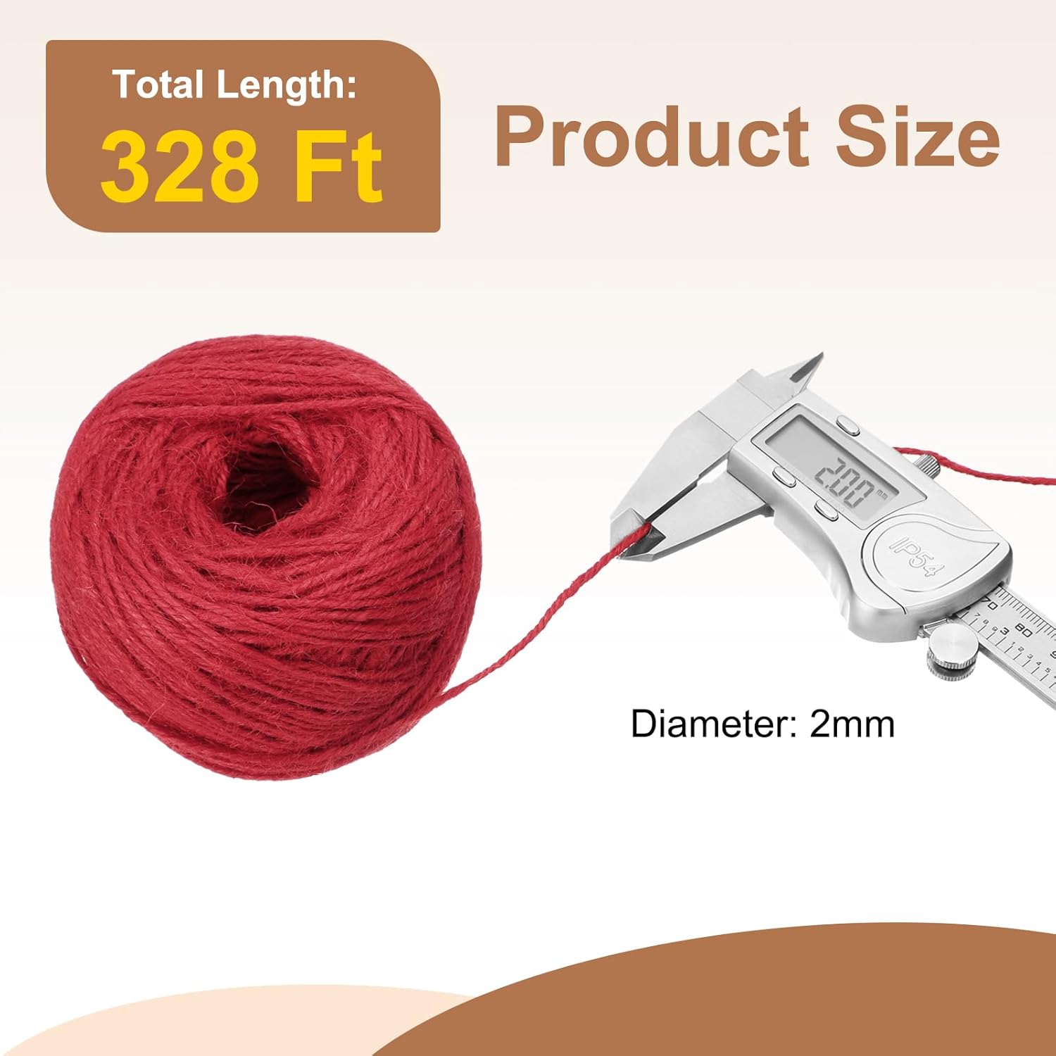 uxcell 328 Feet Natural Jute Twine String,2mm Thin Garden Twine Rope Colored Plant String Cord for DIY Art Crafts Gift Wrapping Decoration Packing Gardening Plant Hanger,Red-VerdiqueGarden